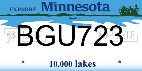 BGU723 Minnesota License Plate