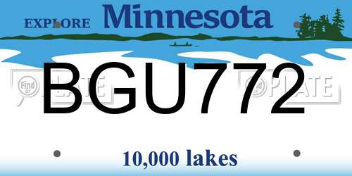 BGU772 Minnesota License Plate