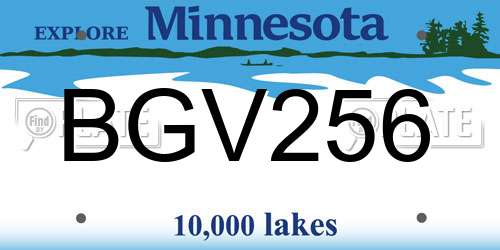 BGV256 Minnesota License Plate