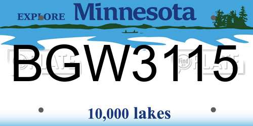 BGW3115 Minnesota License Plate