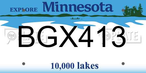 BGX413 Minnesota License Plate