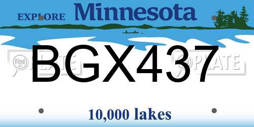 BGX437 Minnesota License Plate