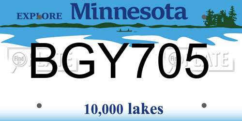 BGY705 Minnesota License Plate