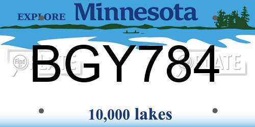 BGY784 Minnesota License Plate