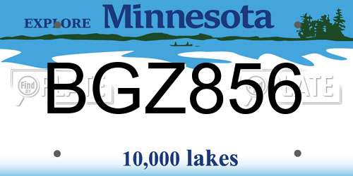 BGZ856 Minnesota License Plate