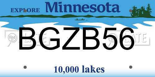 BGZB56 Minnesota License Plate