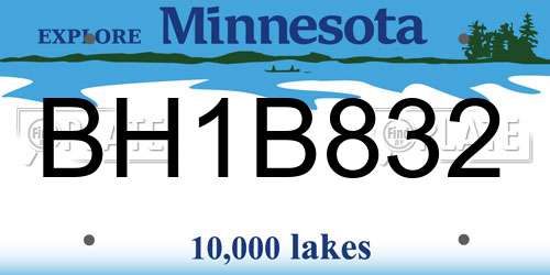 BH1B832 Minnesota License Plate
