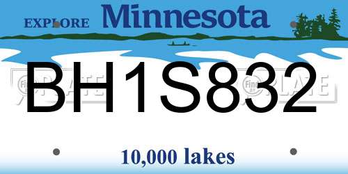 BH1S832 Minnesota License Plate