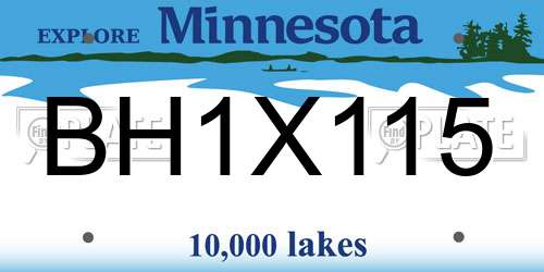 BH1X115 Minnesota License Plate