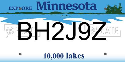 BH2J9Z Minnesota License Plate
