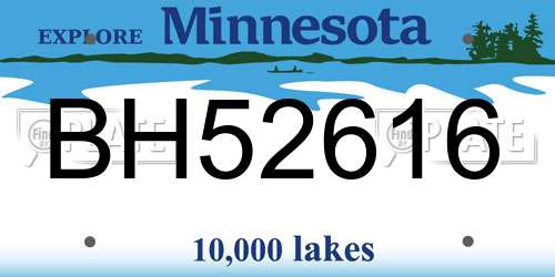 BH52616 Minnesota License Plate