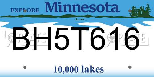 BH5T616 Minnesota License Plate
