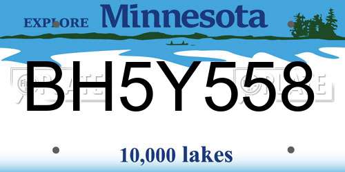 BH5Y558 Minnesota License Plate