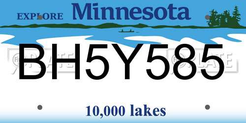 BH5Y585 Minnesota License Plate