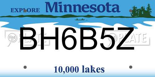 BH6B5Z Minnesota License Plate