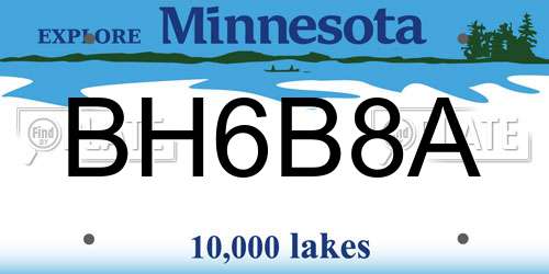 BH6B8A Minnesota License Plate