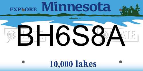 BH6S8A Minnesota License Plate