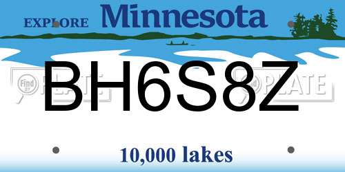 BH6S8Z Minnesota License Plate