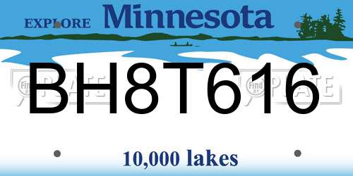 BH8T616 Minnesota License Plate
