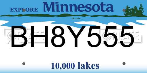 BH8Y555 Minnesota License Plate