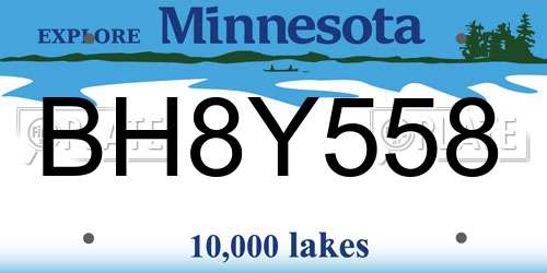 BH8Y558 Minnesota License Plate