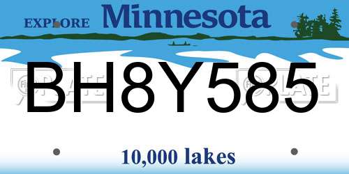 BH8Y585 Minnesota License Plate