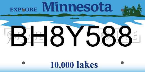 BH8Y588 Minnesota License Plate