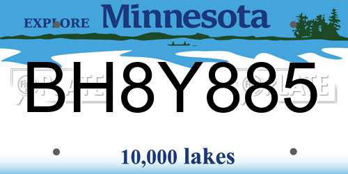 BH8Y885 Minnesota License Plate