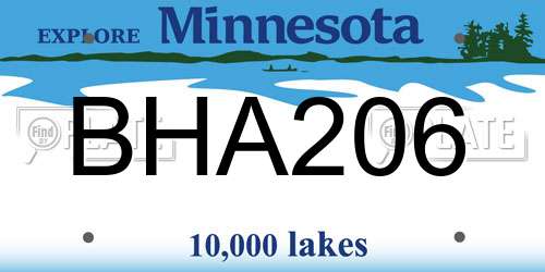 BHA206 Minnesota License Plate