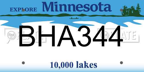 BHA344 Minnesota License Plate