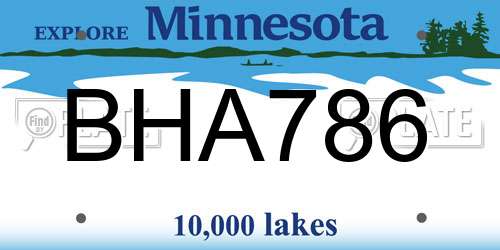 BHA786 Minnesota License Plate