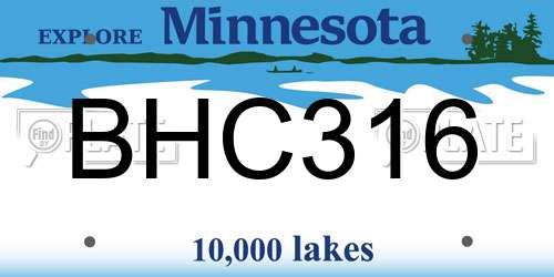 BHC316 Minnesota License Plate