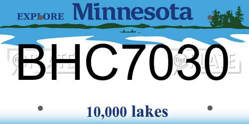 BHC7030 Minnesota License Plate
