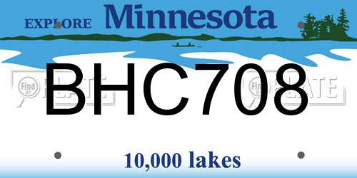 BHC708 Minnesota License Plate