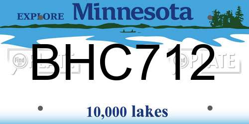 BHC712 Minnesota License Plate