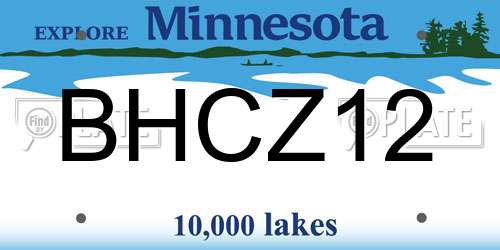 BHCZ12 Minnesota License Plate