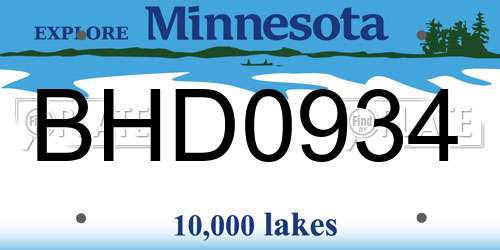 BHD0934 Minnesota License Plate