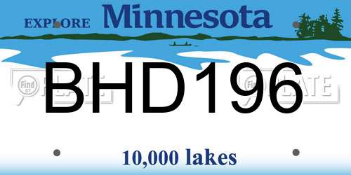 BHD196 Minnesota License Plate
