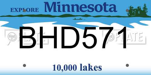 BHD571 Minnesota License Plate