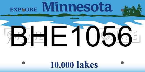 BHE1056 Minnesota License Plate