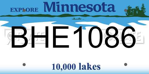 BHE1086 Minnesota License Plate
