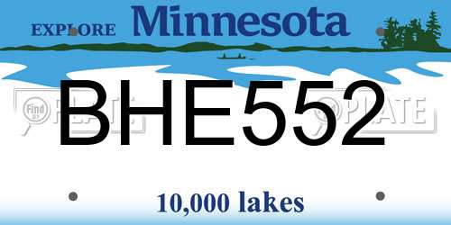 BHE552 Minnesota License Plate