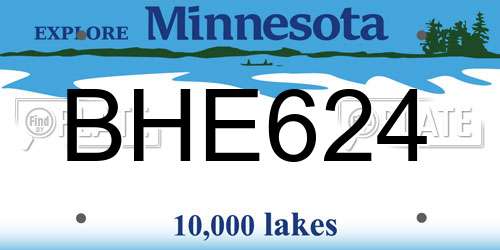 BHE624 Minnesota License Plate