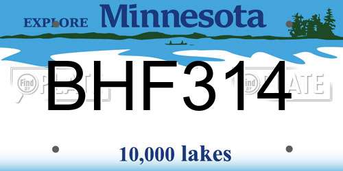 BHF314 Minnesota License Plate