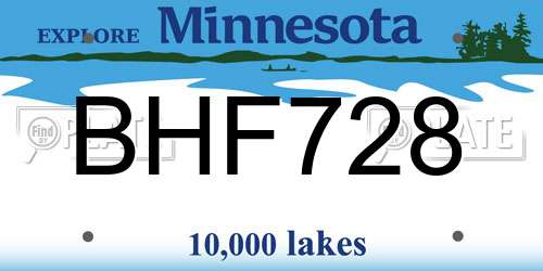 BHF728 Minnesota License Plate