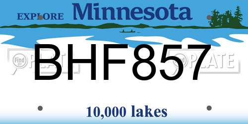 BHF857 Minnesota License Plate
