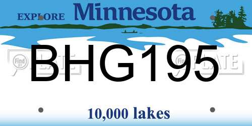 BHG195 Minnesota License Plate