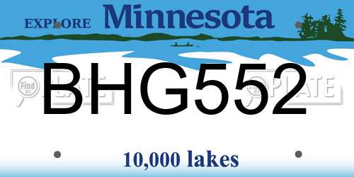 BHG552 Minnesota License Plate