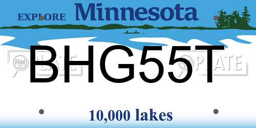 BHG55T Minnesota License Plate