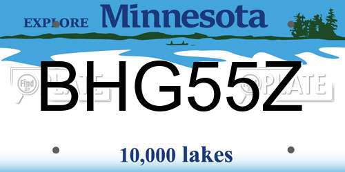 BHG55Z Minnesota License Plate